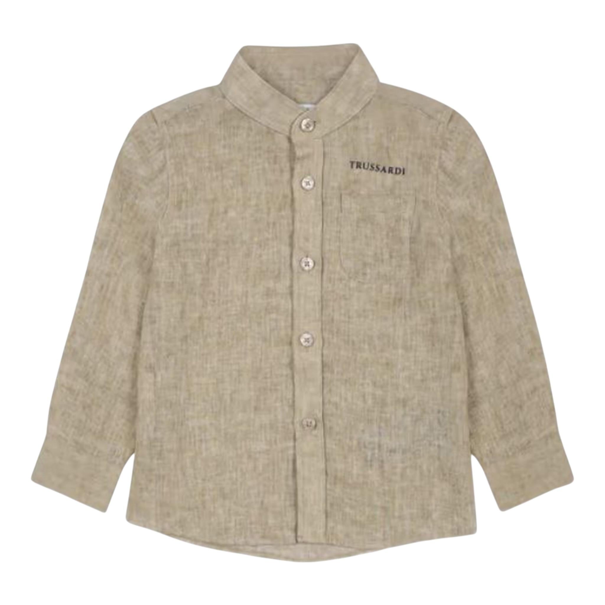 Trussardi Camicia Manica Lunga Tinta Unita con Colletto Coreano per Neonato TIP25042CAX SABBIA TRUSSARDI 