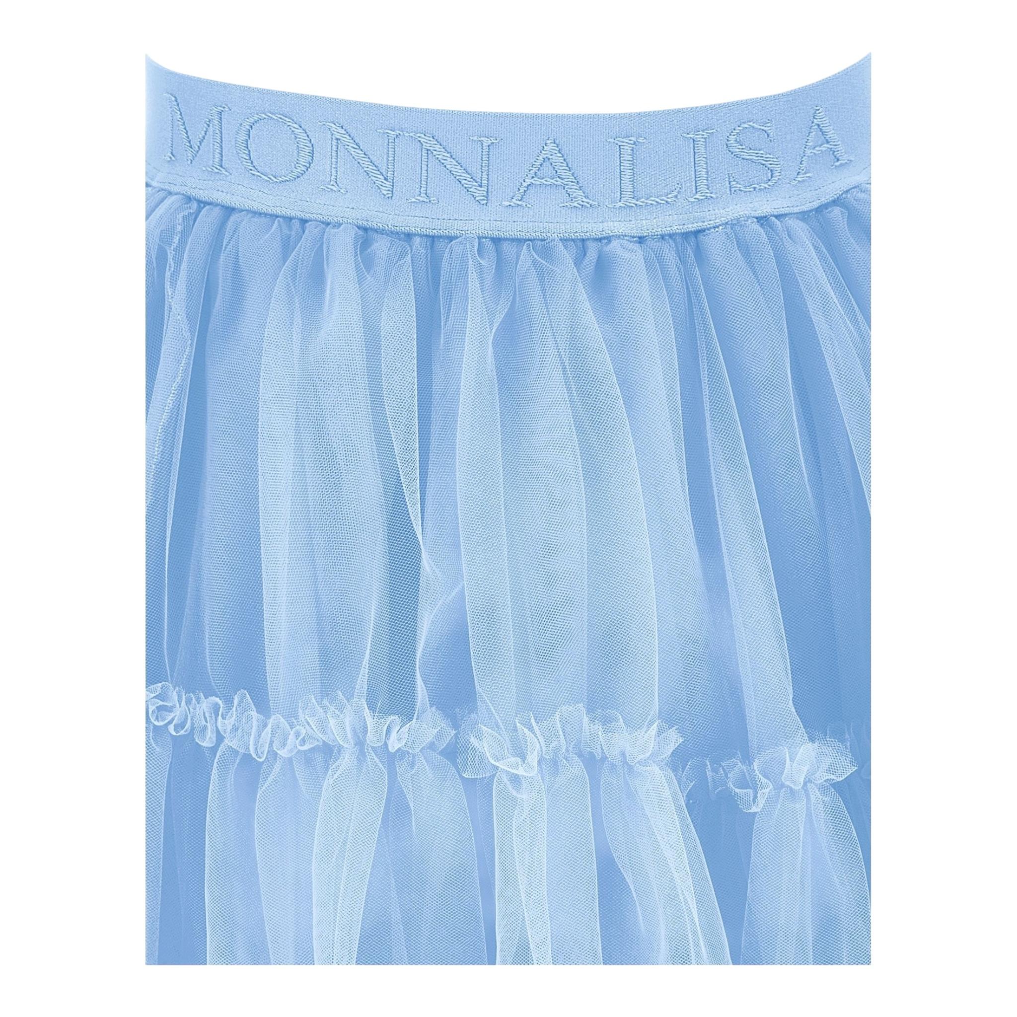Monnalisa Gonna Tinta Unita con Tulle per Bambina 17CGON AZZURRO MONNALISA 