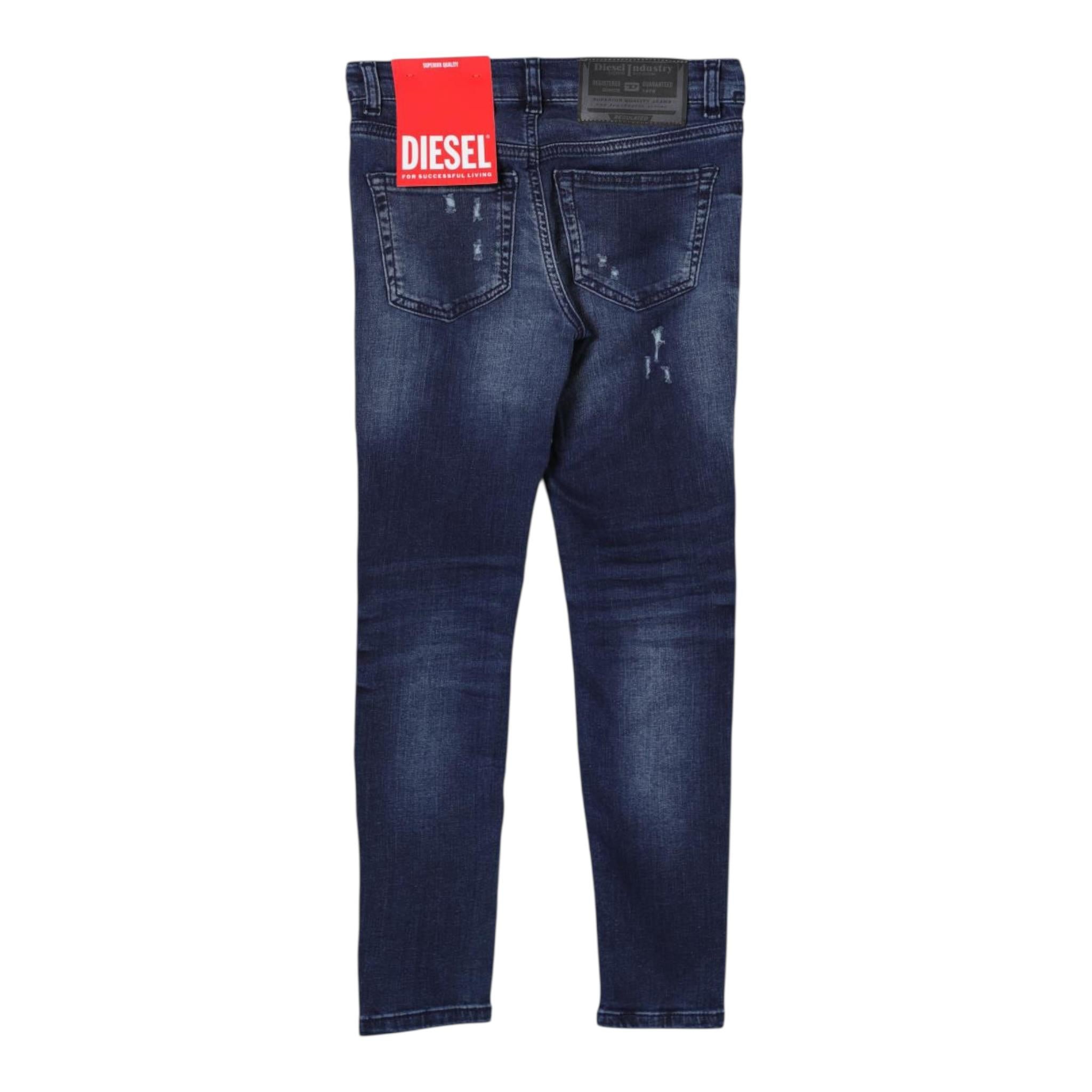Diesel Jeans tinta unita con Girovita Regolabile Blu per Bambino J00813 BLU DIESEL 