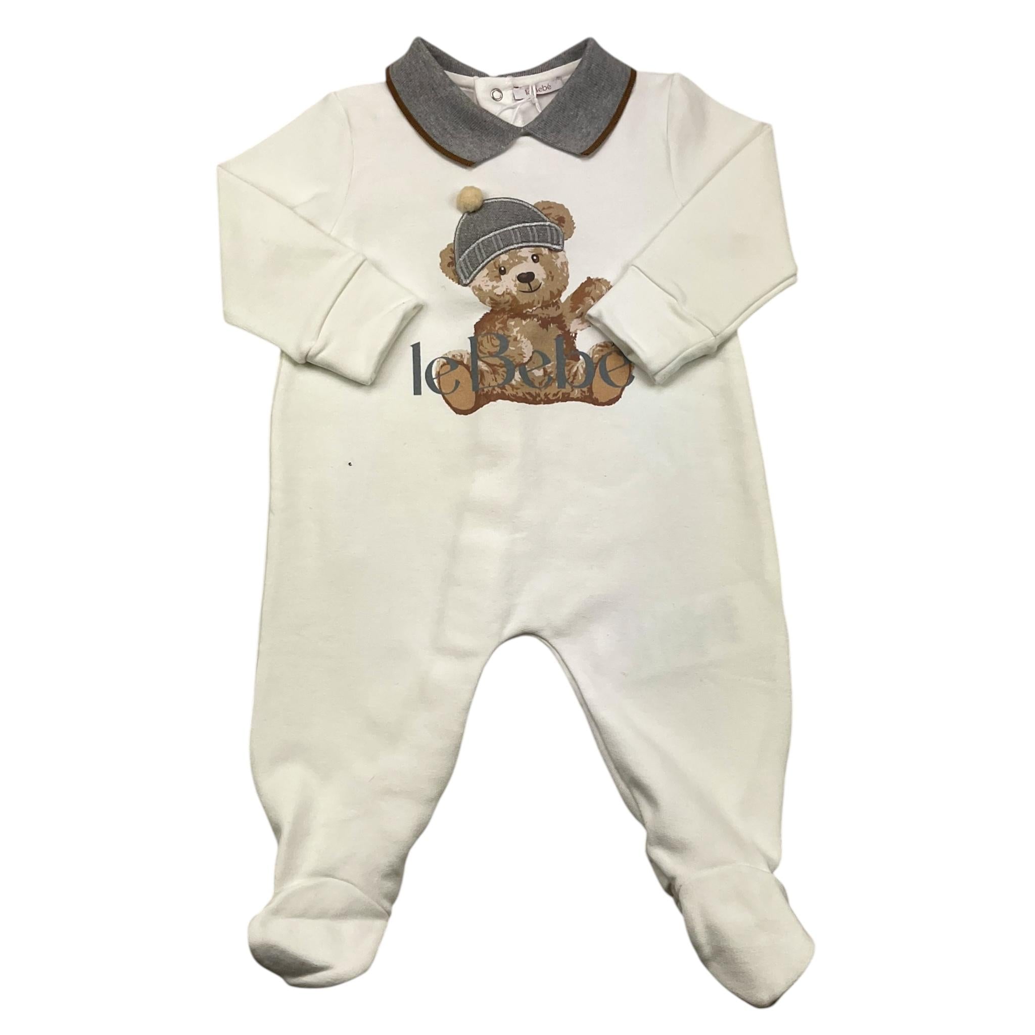 LE BEBE' tutina manica lunga tinta unita con stampa Bianco per Neonato LBB4714 BIANCO LE BEBE' 