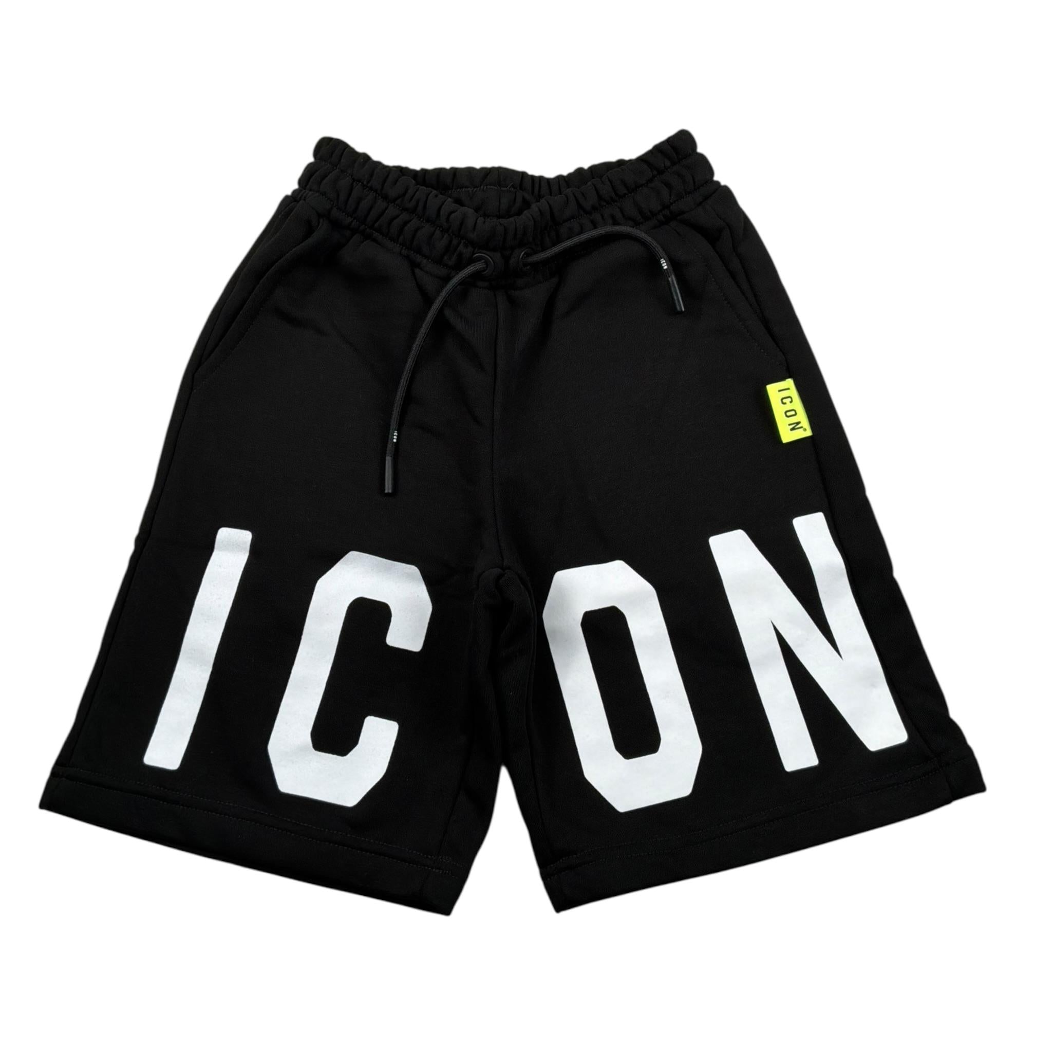 Icon Bermuda In Felpa Tinta Unita con Logo per Bambino IBSH00491 NERO ICON 