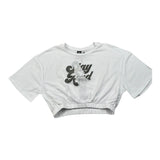 Naice T-Shirt Girocollo Tinta Unita Modello Crop per Bambina 27190 BIANCO NAICE 