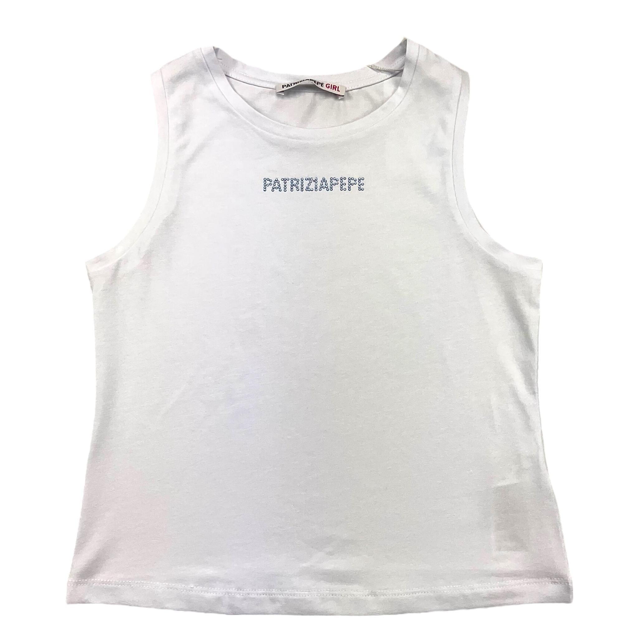 PATRIZIA PEPE canotta girocollo tinta unita con brillantini Bianco per Bambina 7M0813 BIANCO PATRIZIA PEPE 