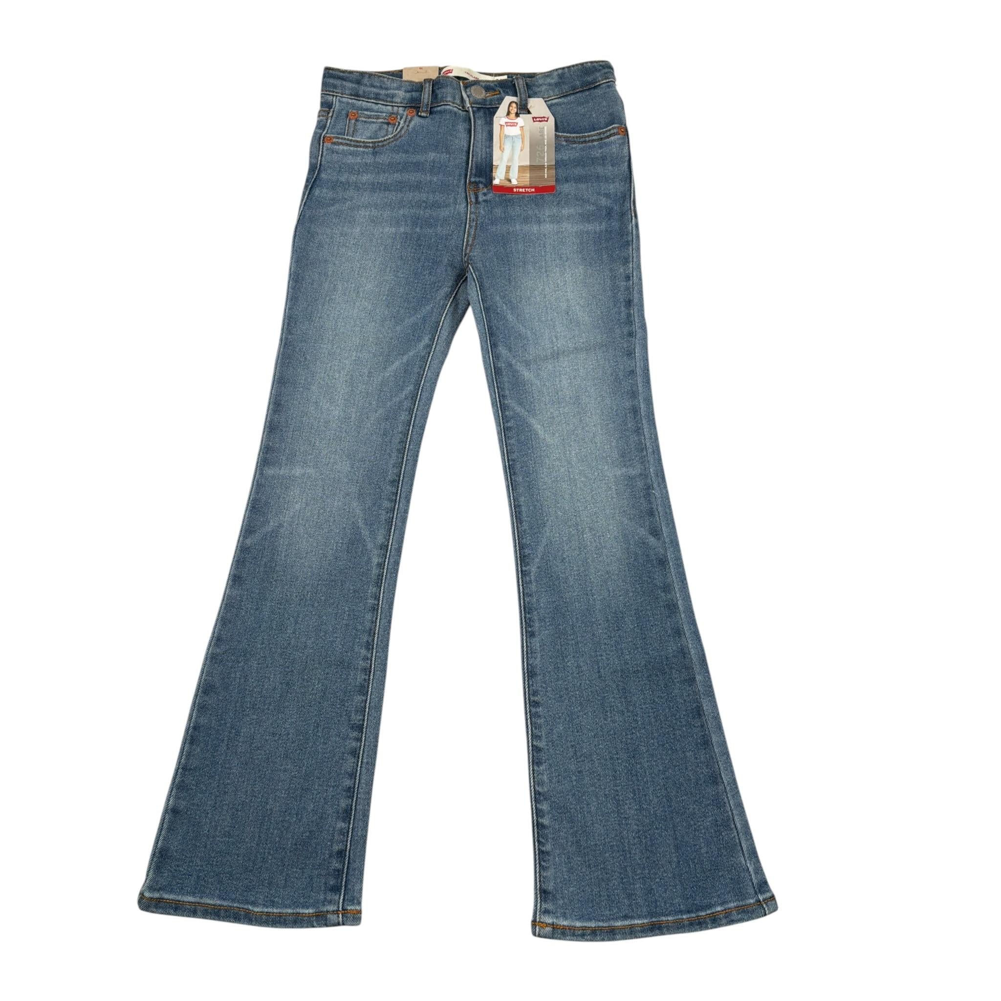 Levi'S Jeans tinta unita con Girovita Regolabile Modello Zampa Azzurro per Bambina 4EG97 AZZURRO LEVI'S 