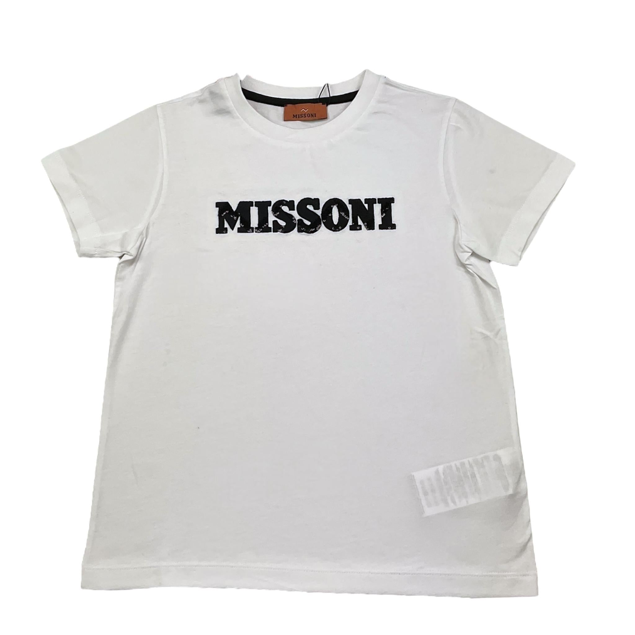 Missoni T-Shirt Girocollo Tinta Unita con Paillettes per Bambina MV8A11 BIANCO MISSONI 