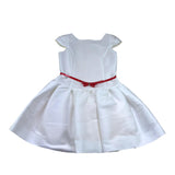 Monnalisa Abito Cerimonia Tinta Unita con Cintura per Bambina 719925 BIANCO MONNALISA 