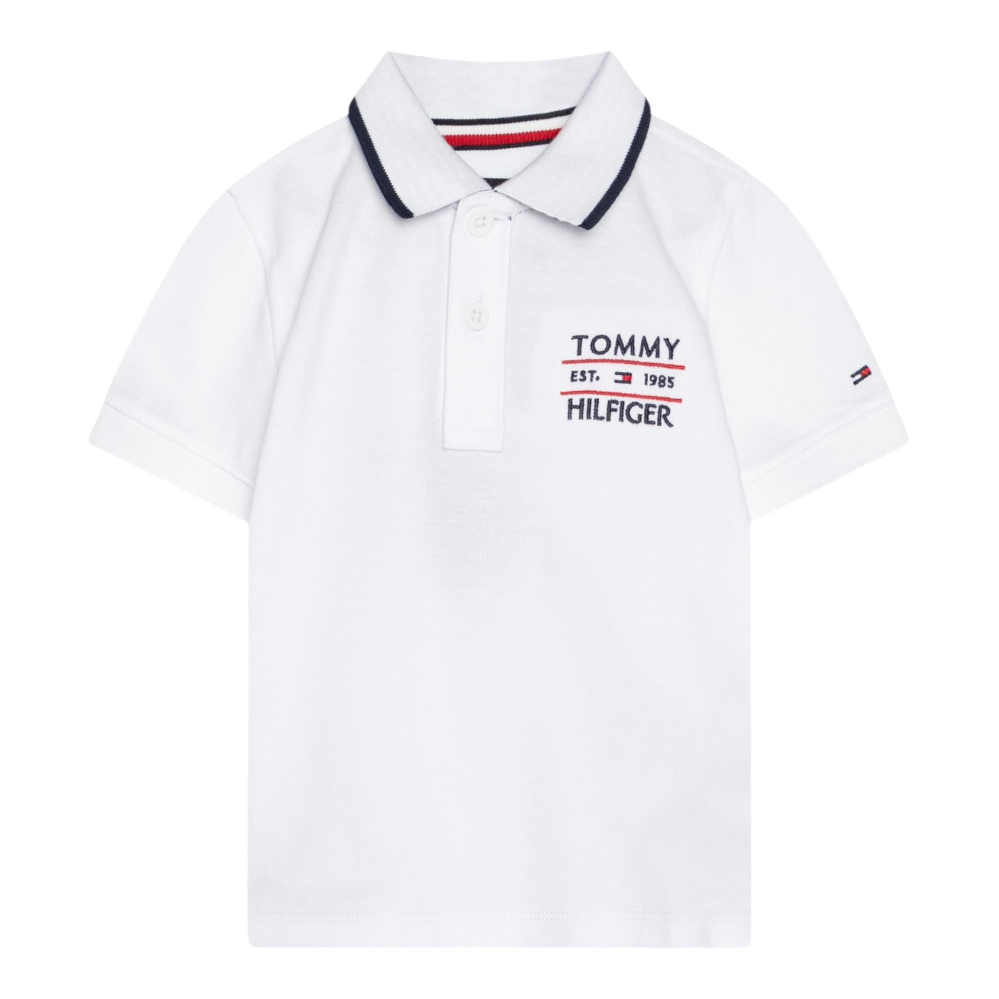 Tommy Hilfiger Polo Mezza Manica con Ricamo Logo per Bambino KB0KB09524 BIANCO TOMMY HILFIGER 