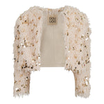 Dou Dou giubbino Tinta Unita con Paillettes E Piume per Bambina DW2A44 BEIGE DOU DOU 