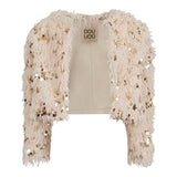 Dou Dou giubbino Tinta Unita con Paillettes E Piume per Bambina DW2A44 BEIGE DOU DOU 