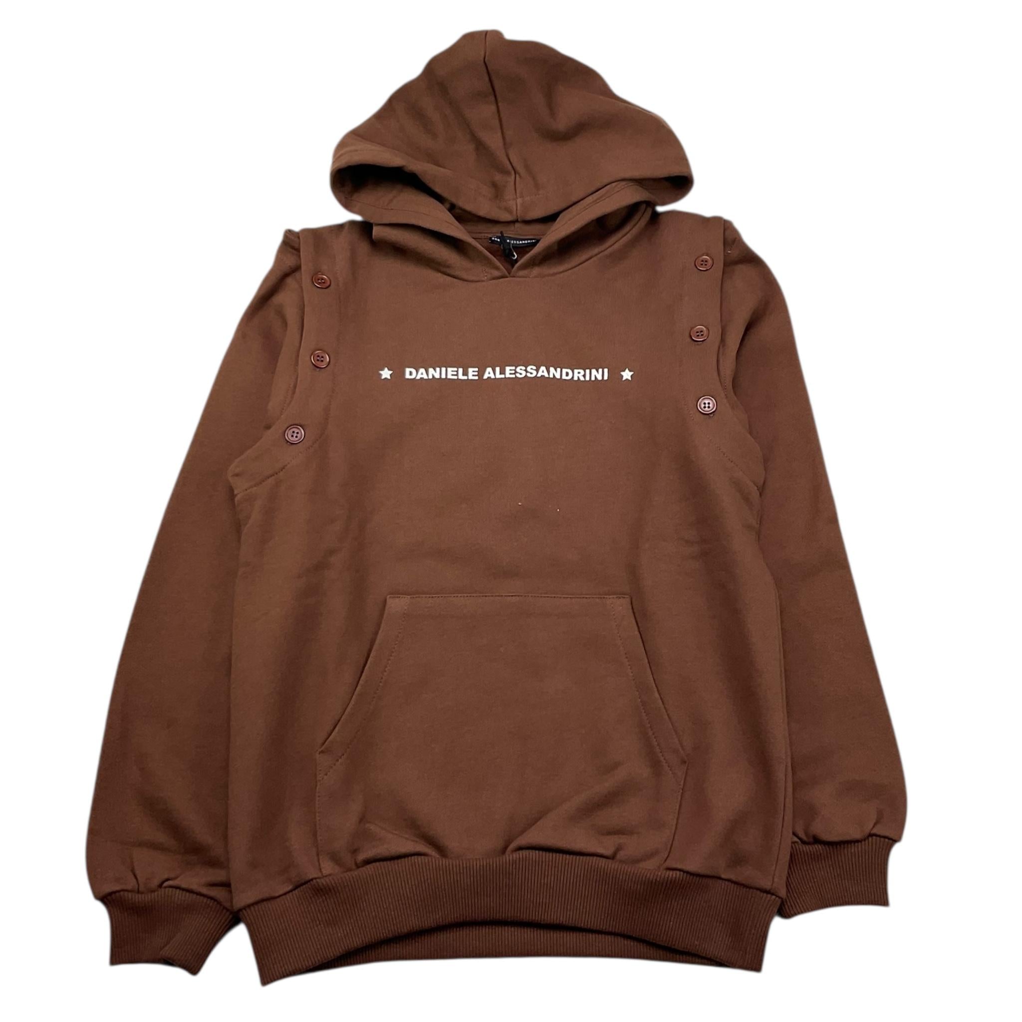 DANIELE ALESSANDRINI felpa tinta unita con cappuccio e stampa Marrone per Bambino 1231F00034XX MARRONE DANIELE ALESSANDRINI 