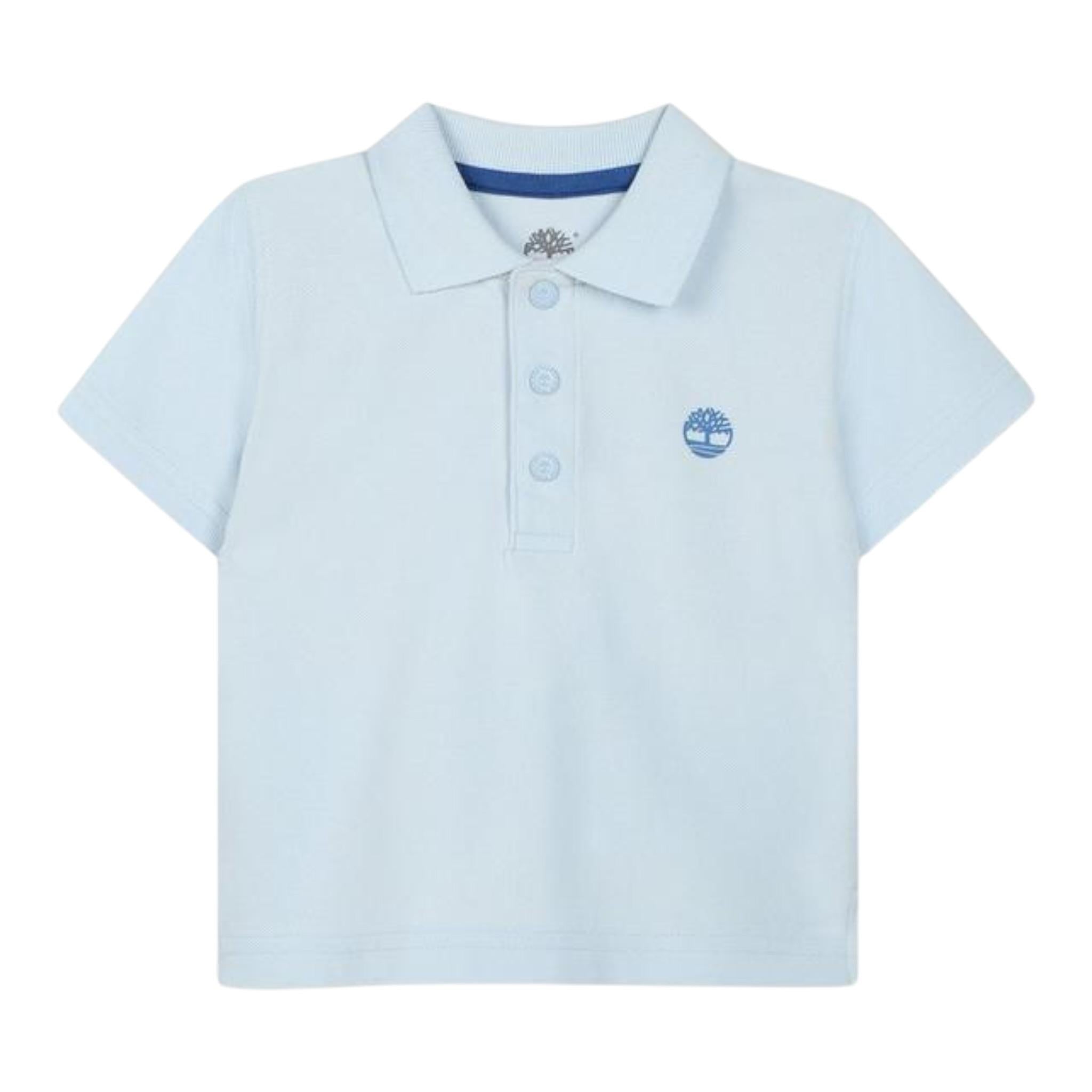 Timberland Polo Mezza Manica Tinta Unita con Logo per Bambino T60437 AZZURRO TIMBERLAND 