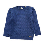 LE COCONNE maglia tinta unita con ricami trecce girocollo Blu per Neonato LCN1393 BLU LE COCONNE 