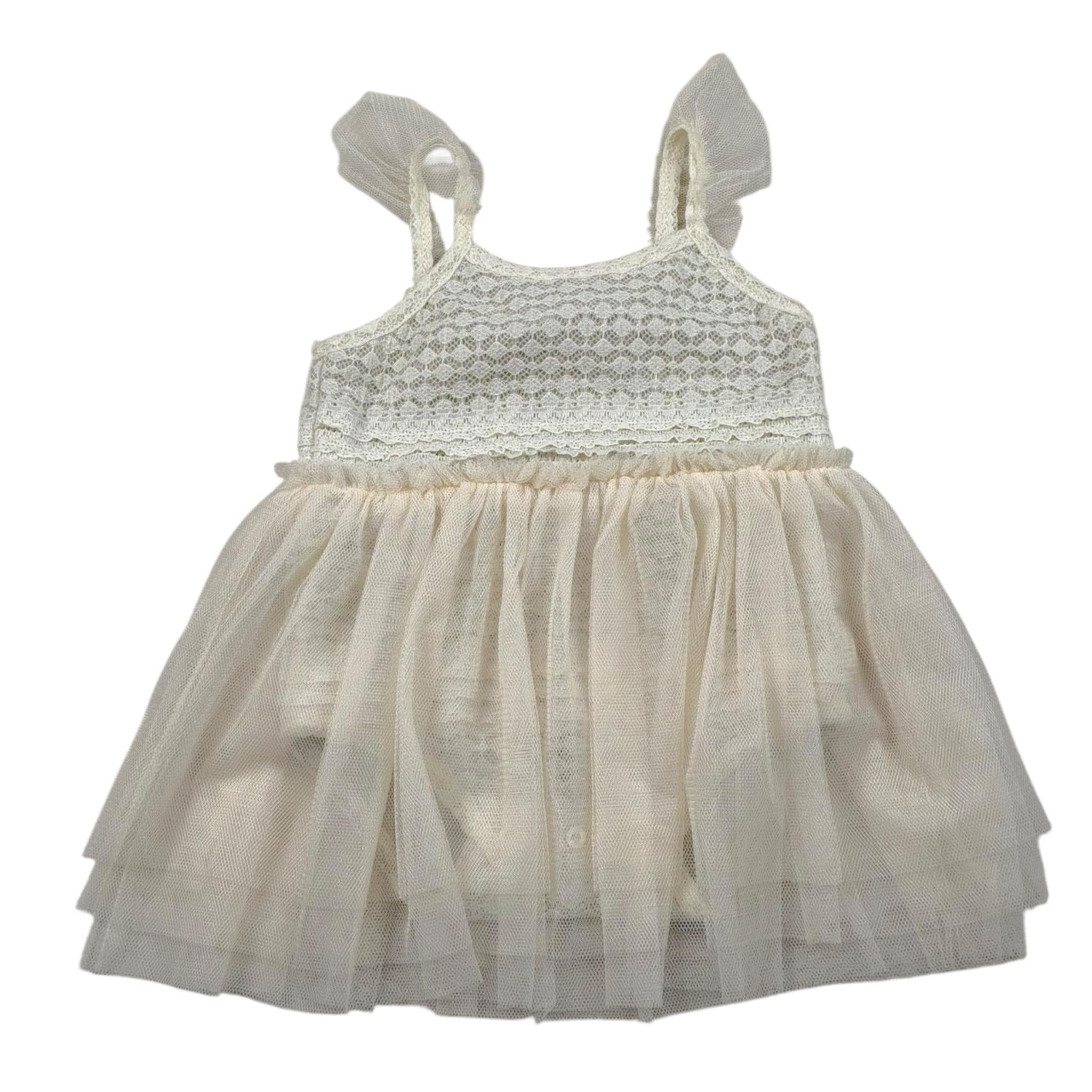 Caffe' D'Orzo Abito Tinta Unita con Ricami per Neonata ZUAA21 AVORIO CAFFE' D'ORZO 