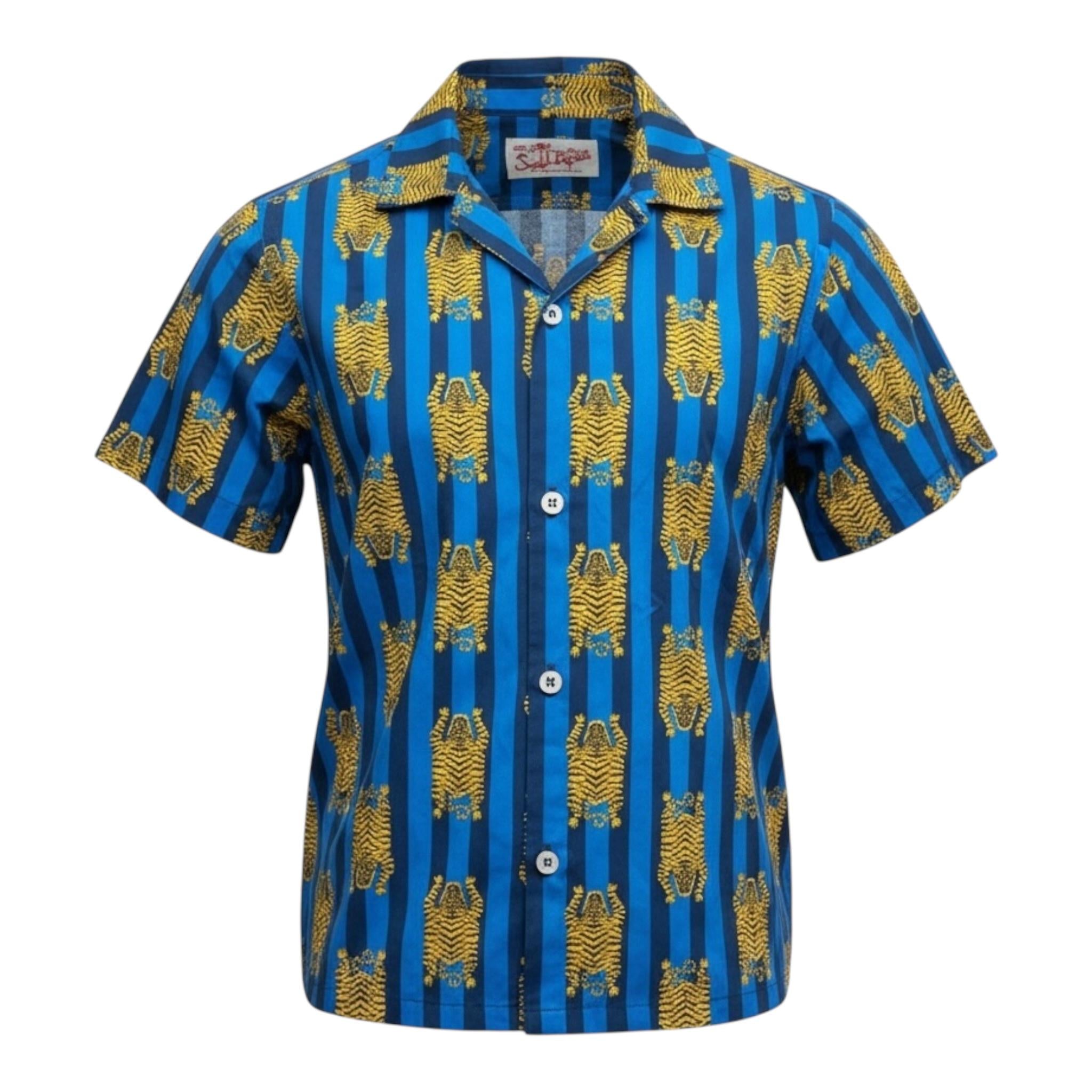 Saint Barth Camicia Mezza Manica Tinta Unita con Stampa per Bambino 01130L COBALTO SAINT BARTH 