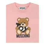 Moschino T-Shirt Girocollo Tinta Unita con Orso per Neonata MNM047L ROSA MOSCHINO 