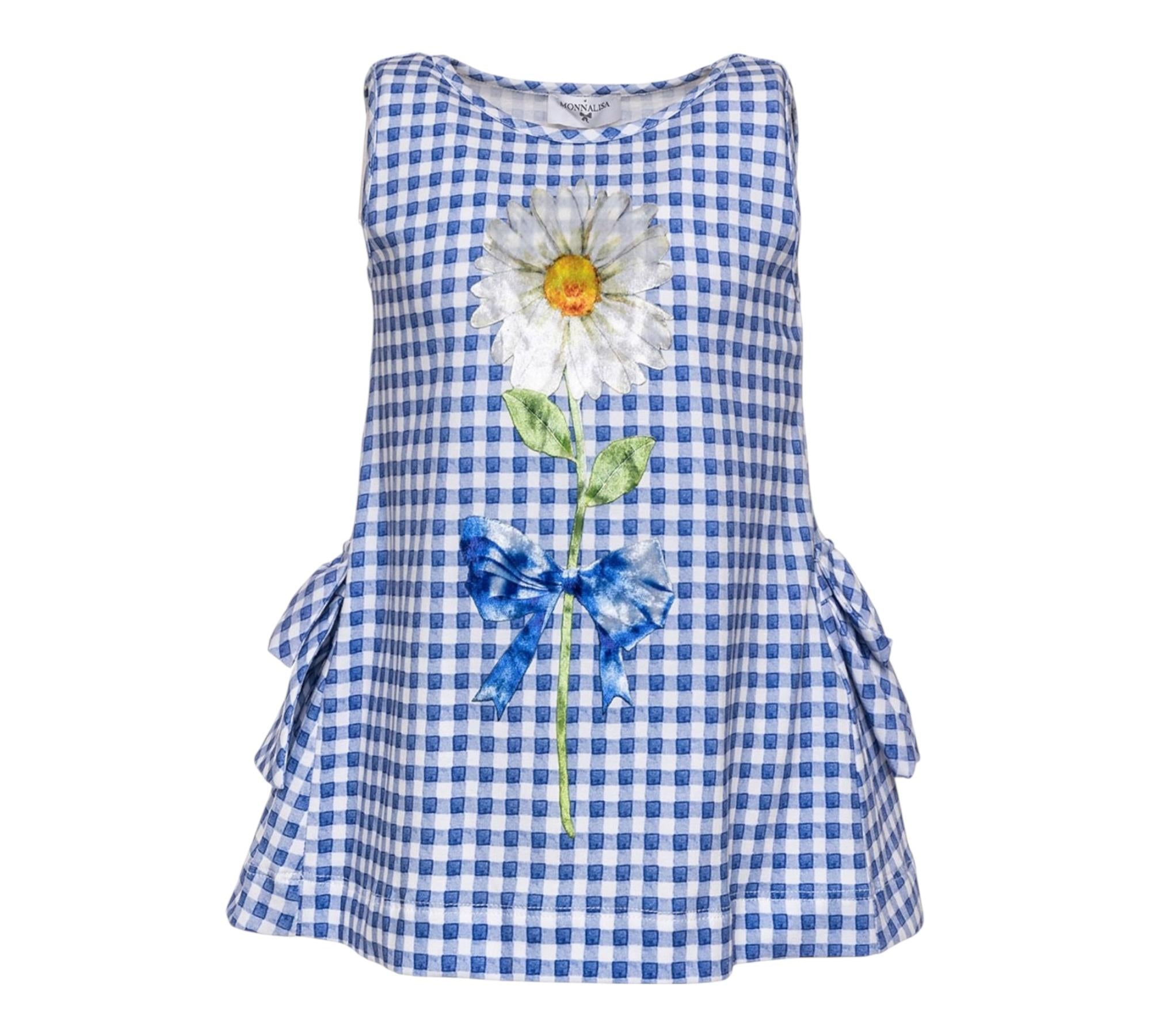 Monnalisa Canotta Fantasia Quadretti per Bambina 1136P8A2 BLU MONNALISA 