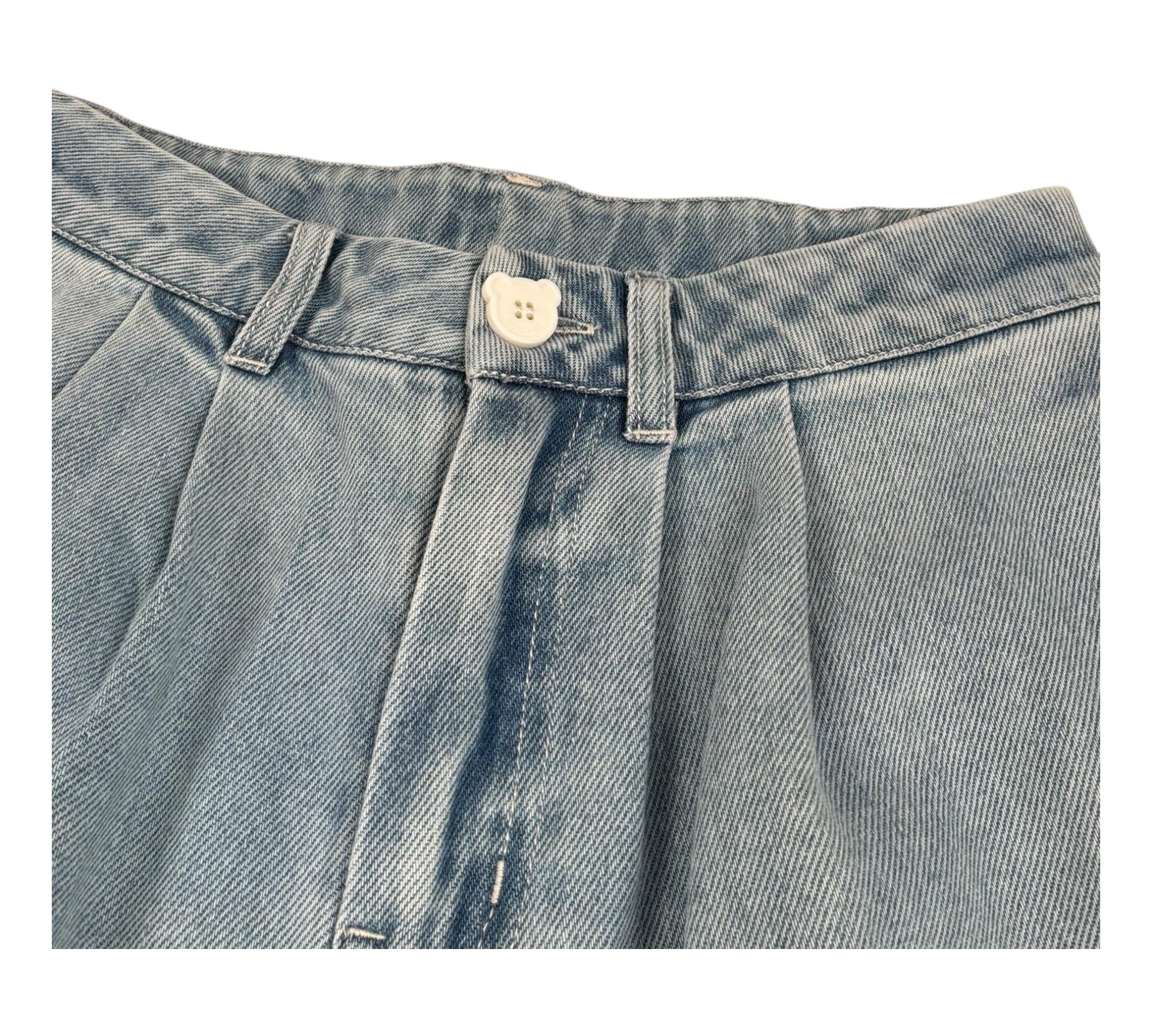 Moschino Jeans Tinta Unita con Girovita Regolabile per Bambina HDP06W AZZURRO MOSCHINO 