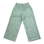 Saint Barth Pantalone Tinta Unita Modello Palazzo In Pizzo Sangallo per Bambina SANGALL VERDE SAINT BARTH 