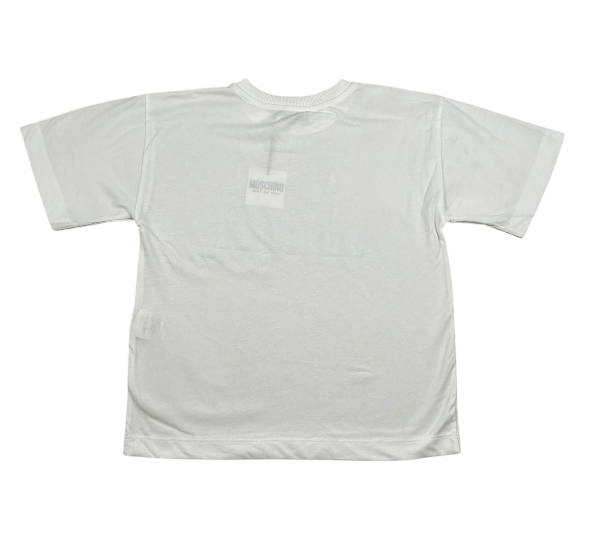 Moschino T-Shirt Girocollo Tinta Unita con Logo per Bambino HUM05K BIANCO MOSCHINO 