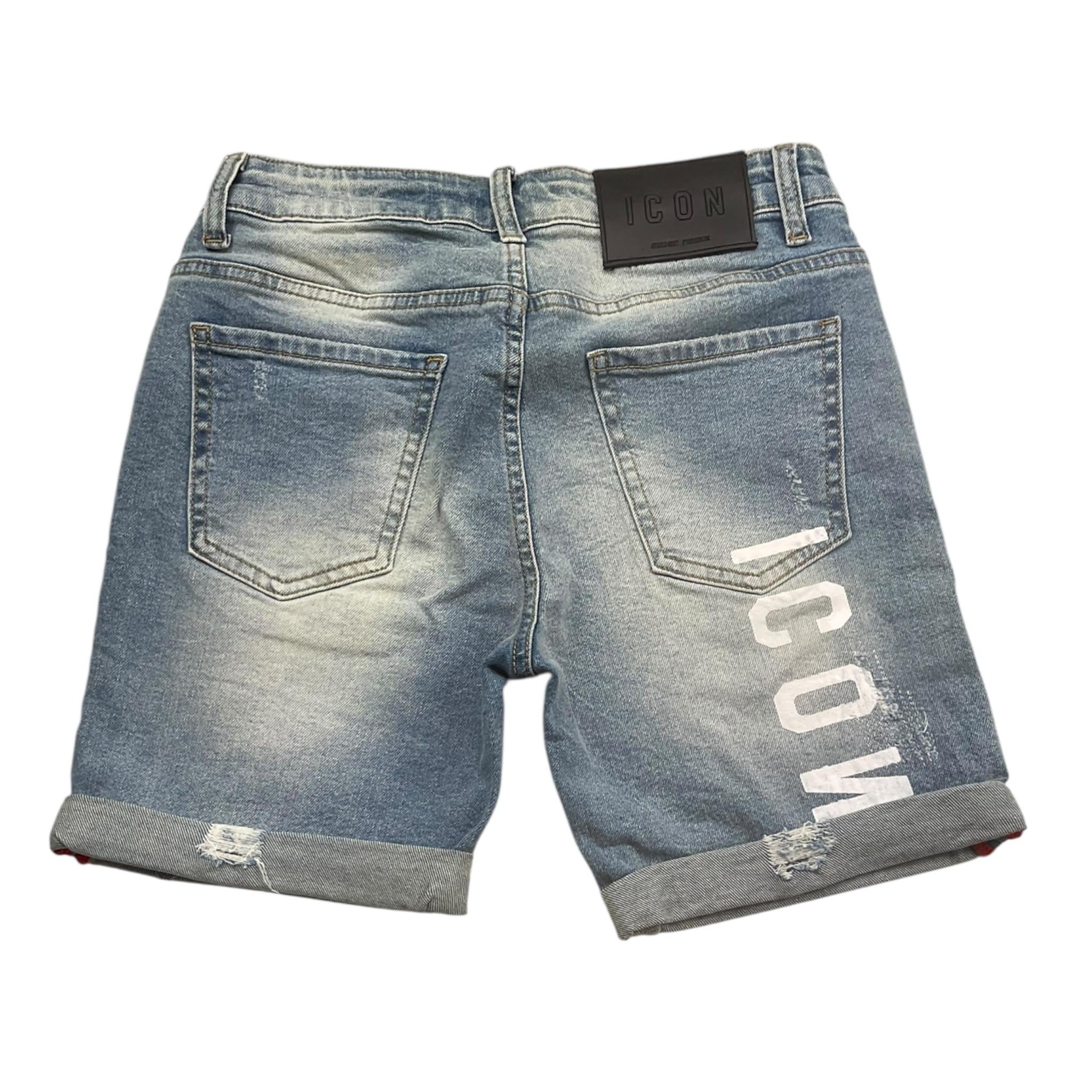 Icon Bermuda In Denim Tinta Unita con Girovita Regolabile per Bambino IBDS00452 AZZURRO ICON 