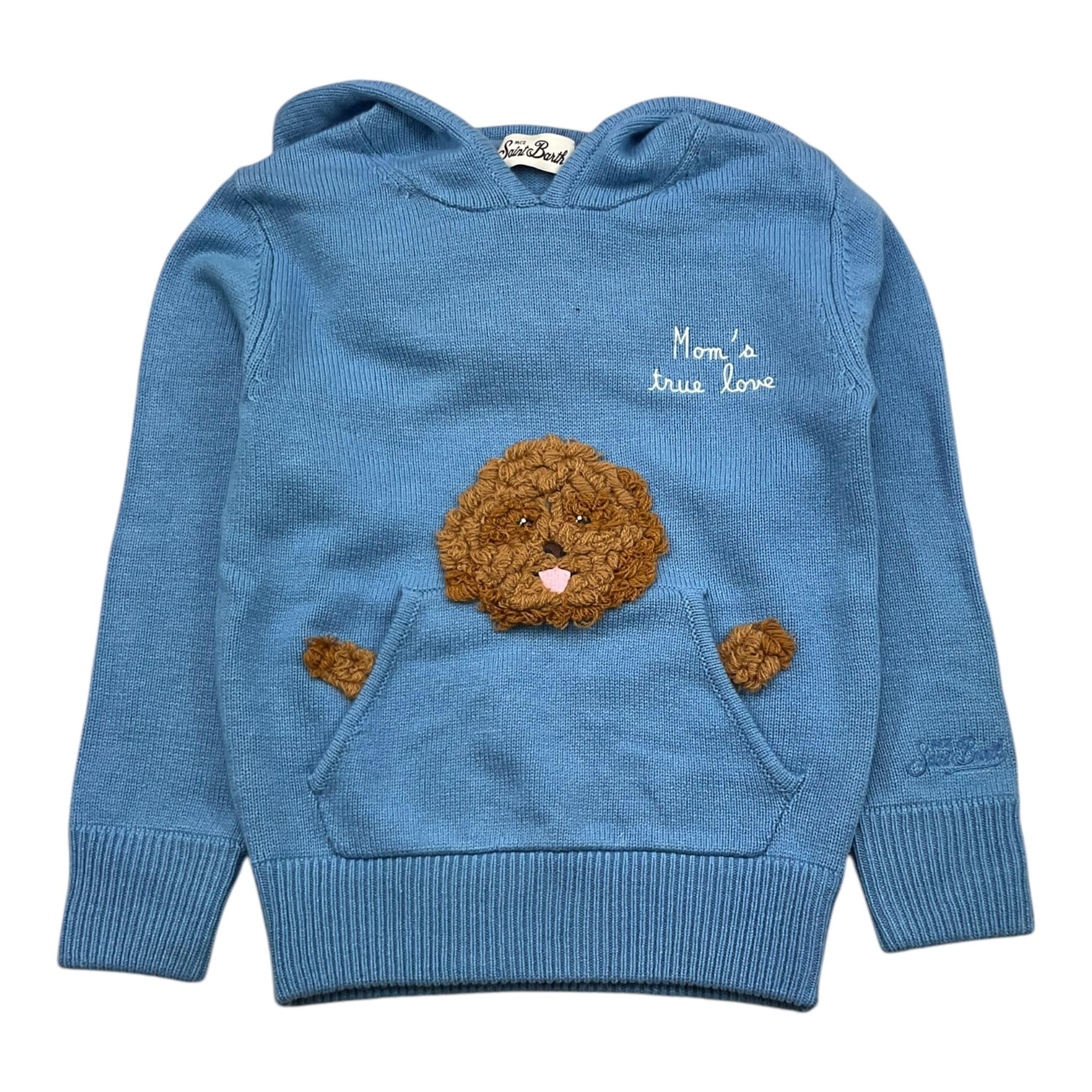 SAINT BARTH maglia tinta unita con cappuccio e stampa Azzurro per Bambina MEG0008 AZZURRO SAINT BARTH 