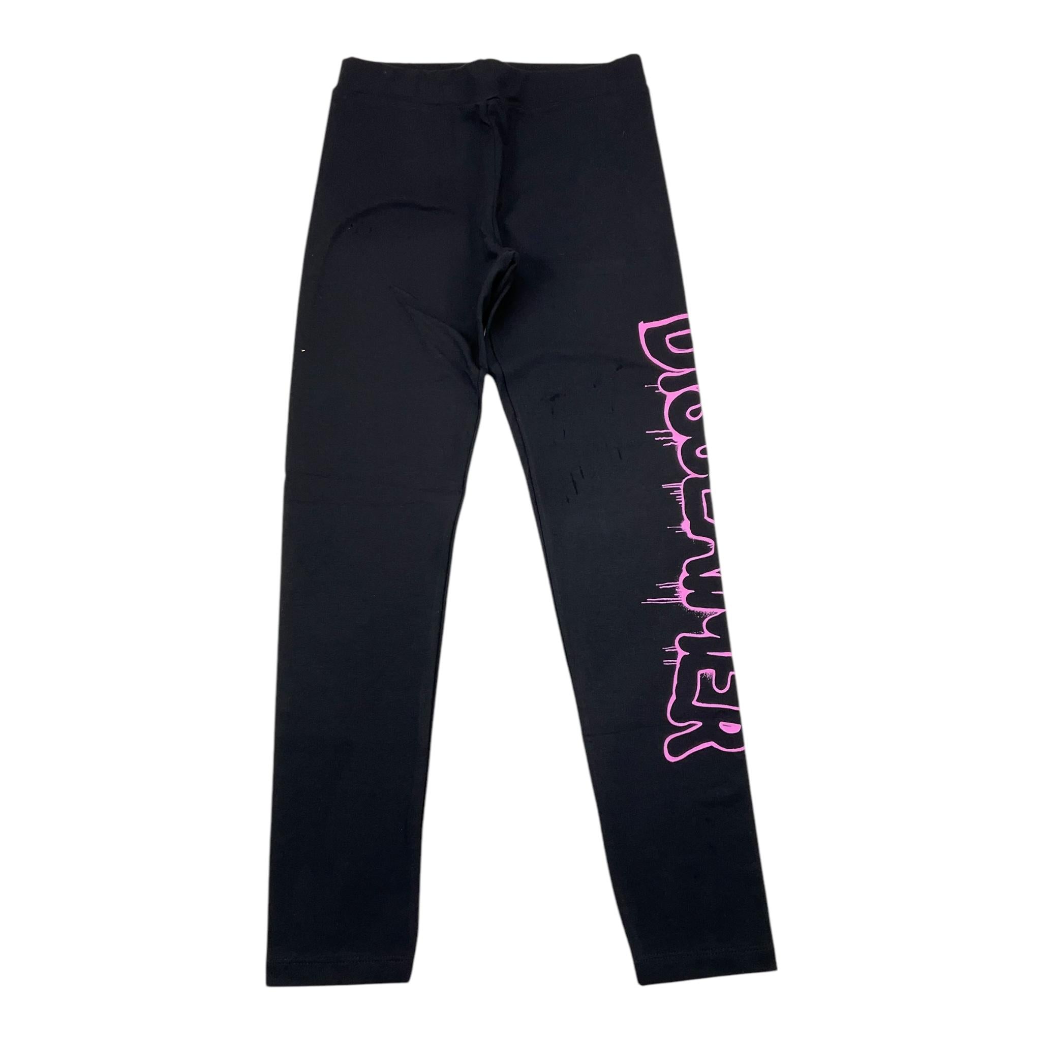 DISCLAIMER leggins tinta unita con stampa logo Nero per Bambina 24IDK58314 NERO DISCLAIMER 