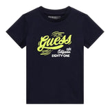 Guess T-Shirt Girocollo Tinta Unita con Stampa per Bambino N5RI16K8HM4 BLU GUESS 