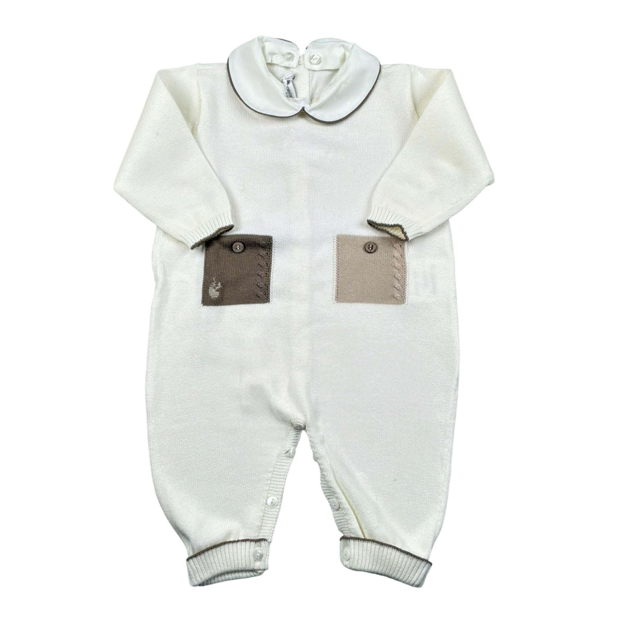 Le Coconne Tutina Tinta Unita con Colletto per Neonato LCN1495 PANNA LE COCONNE 