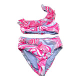 F**K Costume 2 Pezzi Fascia-Slip Tinta Unita con Fantasia per Bambina FJ230911 AZZURRO F**K 