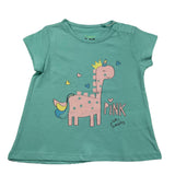 Losan T-Shirt Girocollo Tinta Unita con Stampa In Contrasto Azzurro per Neonata