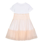 Guess Abito Mezza Manica Tinta Unita con Gonna Tulle per Bambina J5RK18K6YW0 BIANCO/ROSA GUESS 