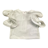M+E' T-Shirt Tinta Unita Girocollo con Maniche Rouches Bianco per Neonata