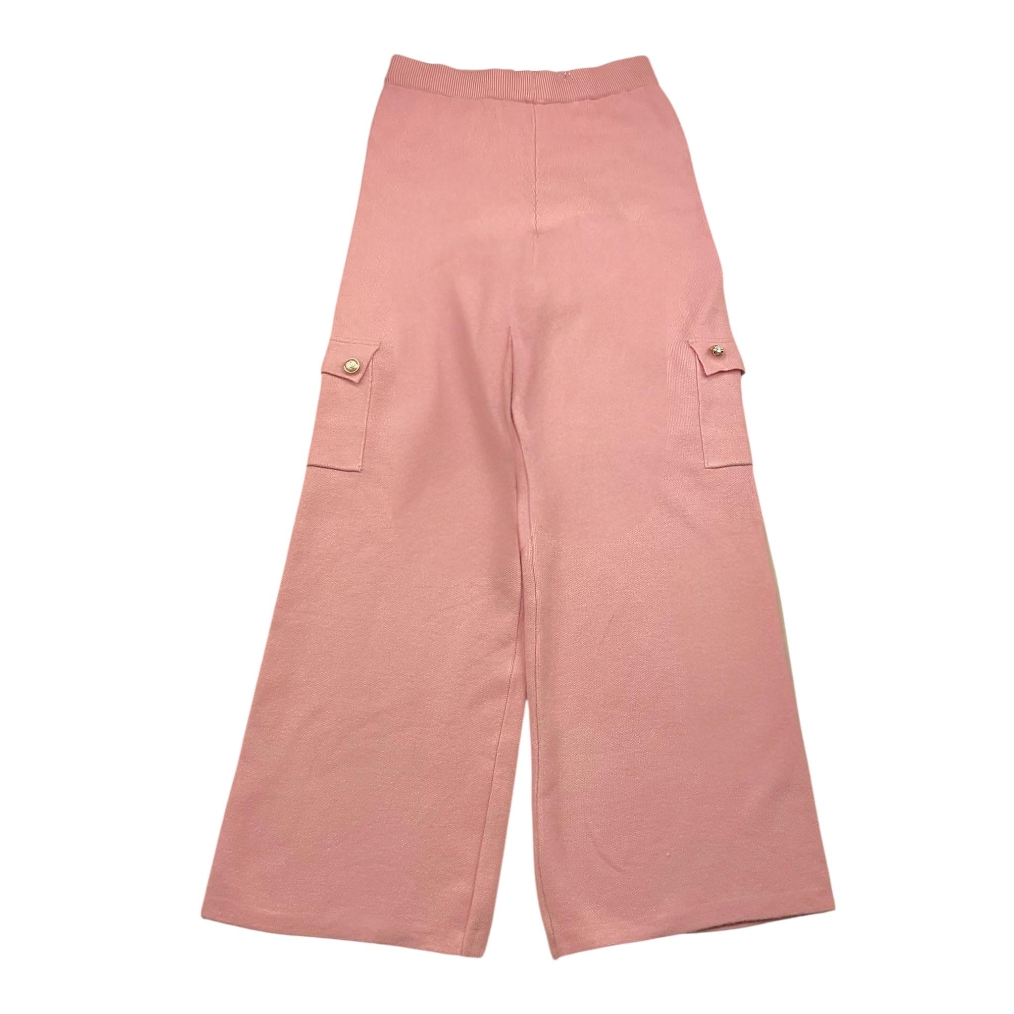 PINK BABY completo 2p maglia-zpantalone tinta unita modello a palazzo Rosa per Bambina QC1250AB ROSA PINK BABY 