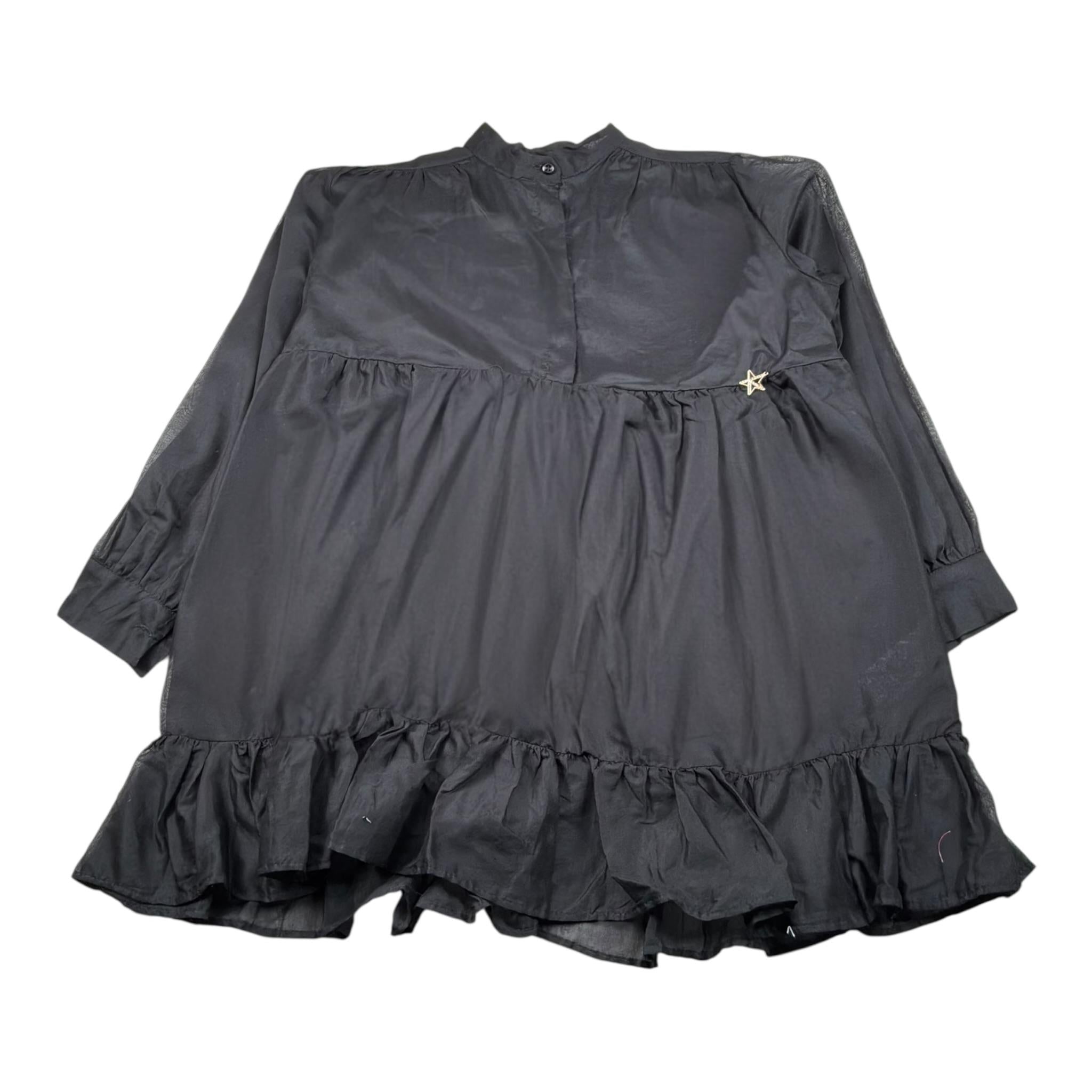 Kaos Abito Tinta Unita Modello Camicia per Bambina KS192 NERO KAOS 