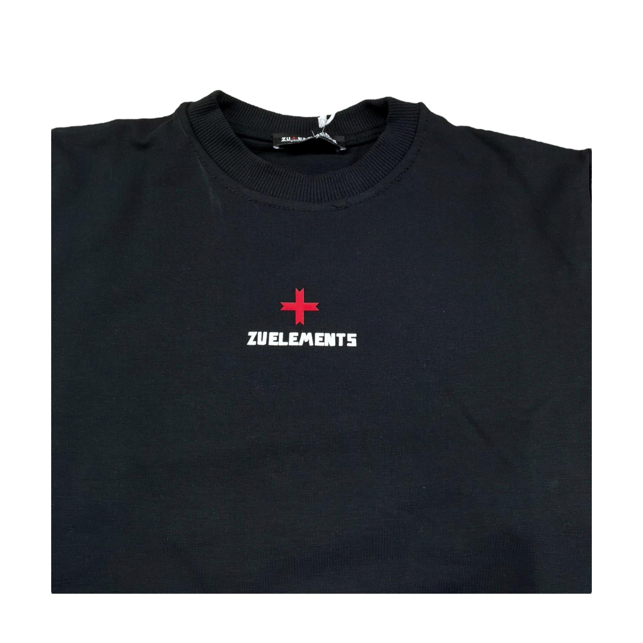 Zu+Elements Felpa Girocollo Tinta Unita con Stampa per Bambino ZU1607 NERO ZU+ELEMENTS 