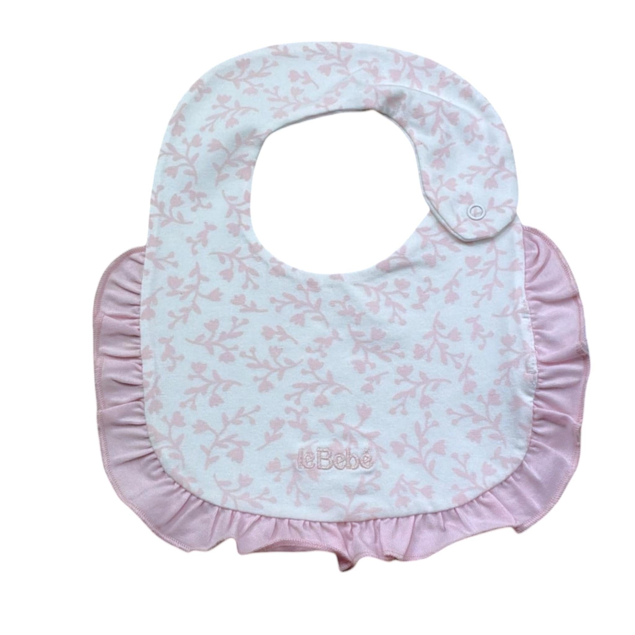 Le Bebe' Bavetta Tinta Unita con Stampa per Neonata LBG6282 BIANCO LE BEBE' 