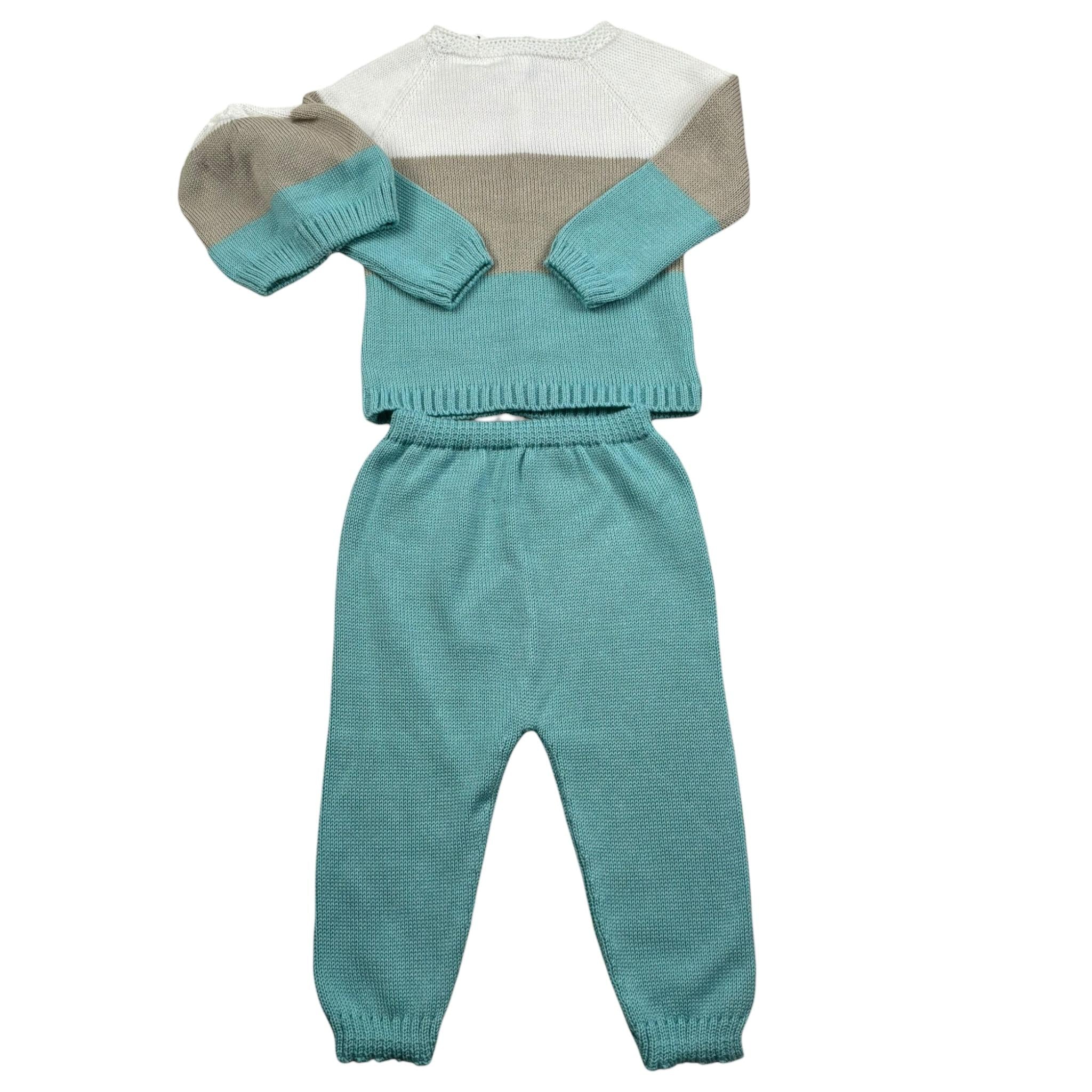 Juliana Completo 3 Pezzi Maglia-Pantalone-Cappello per Neonato 25040 VERDE JULIANA 