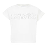 Ermanno Scervino T-Shirt Girocollo Tinta Unita con Brillantini per Bambina SFTS030 BIANCO ERMANNO SCERVINO 