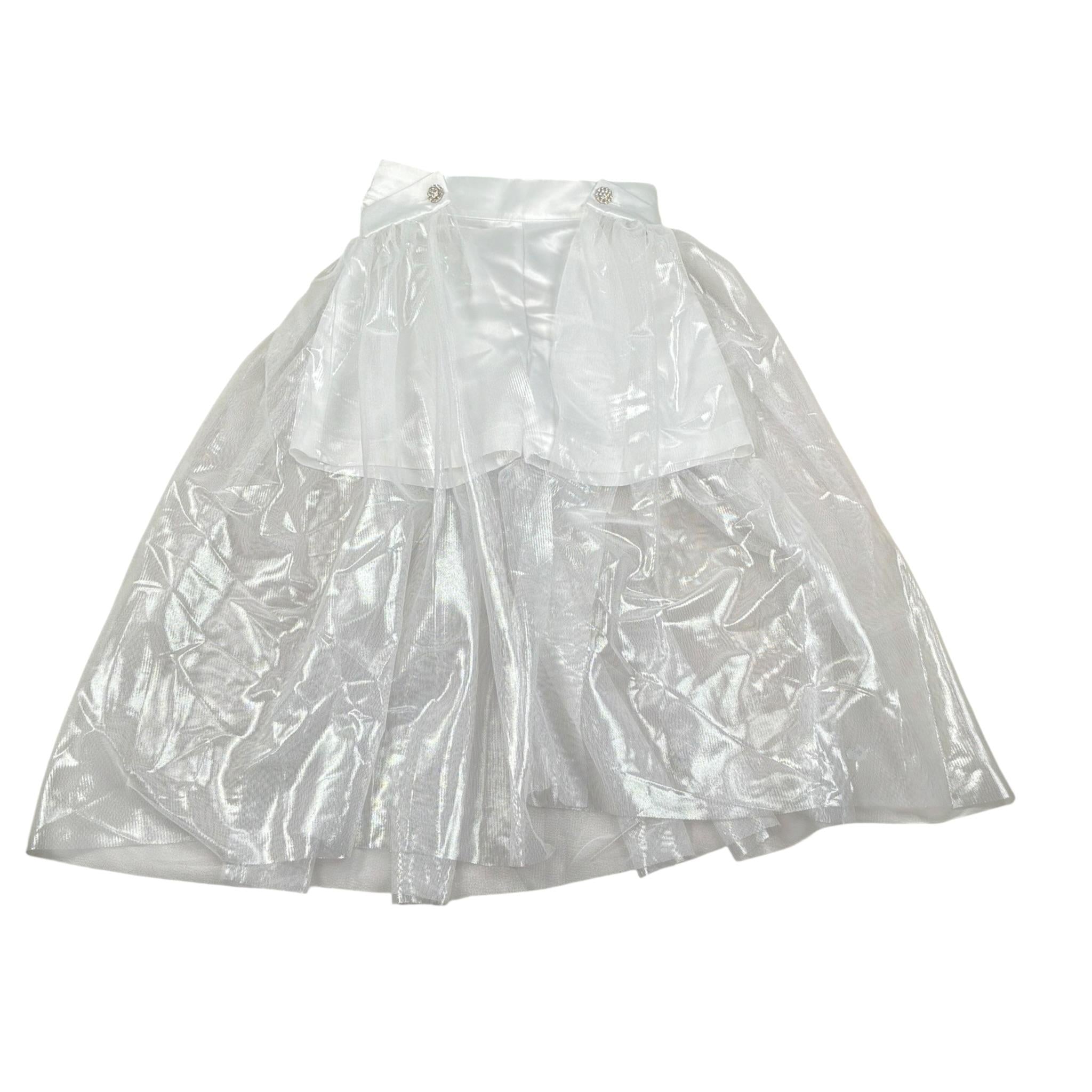 Illiana Short Tinta Unita con Tulle per Bambina 555 BIANCO ILLIANA 