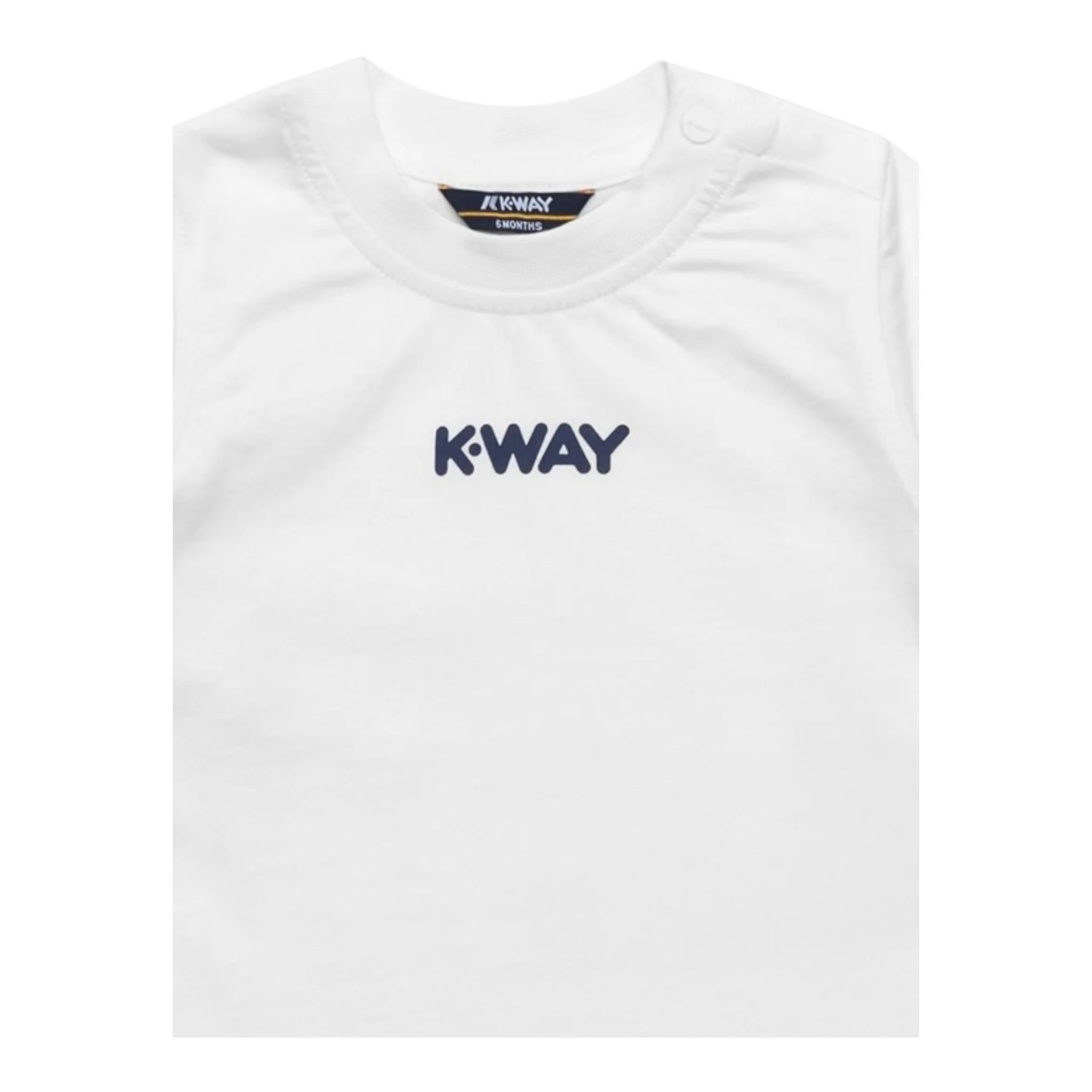K-Way T-Shirt Girocollo Tinta Unita con Logo per Neonato K11613WXX BIANCO K-WAY 
