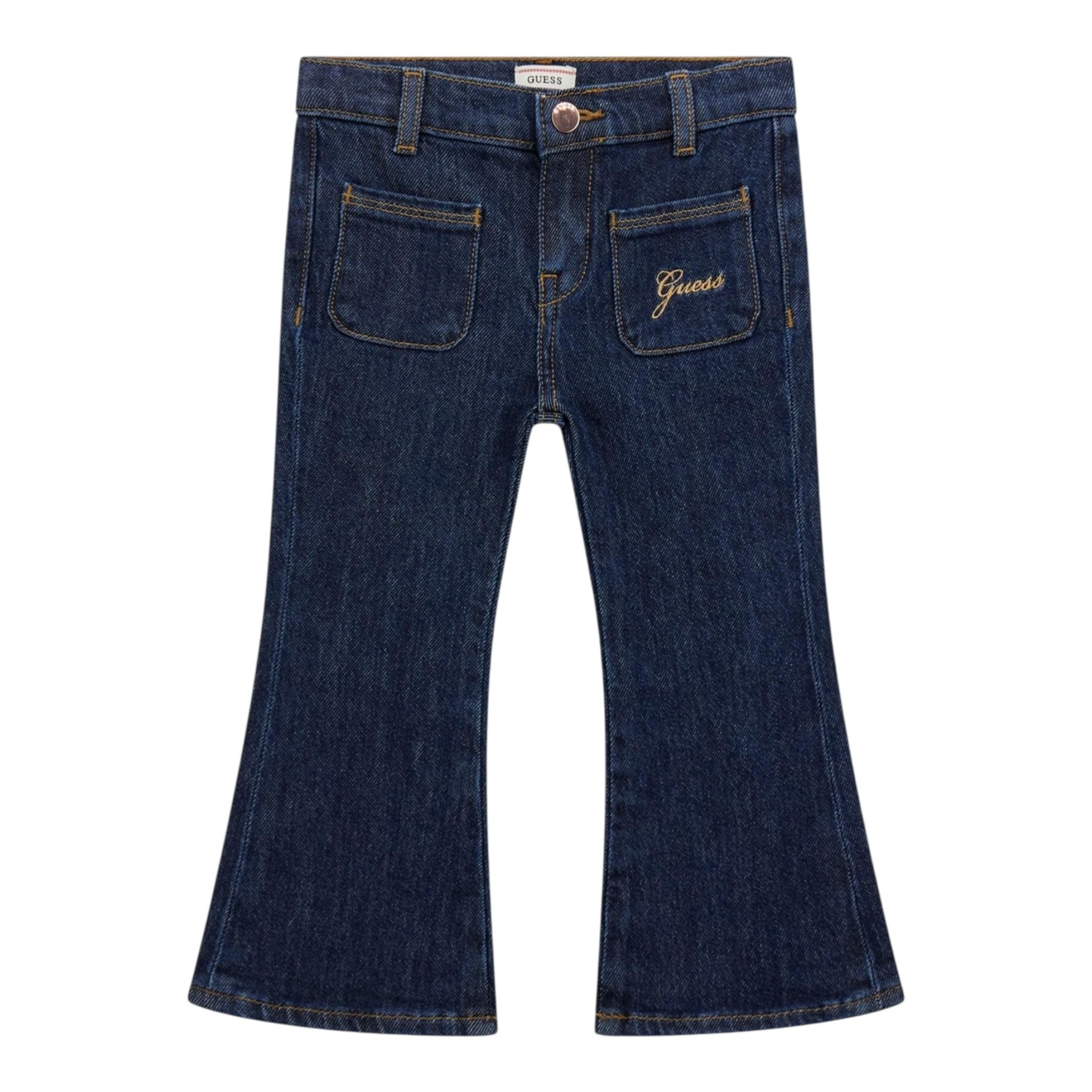 Guess Jeans Tinta Unita con Girovita Regolabile per Bambina K5RA03D4MS0 BLU GUESS 