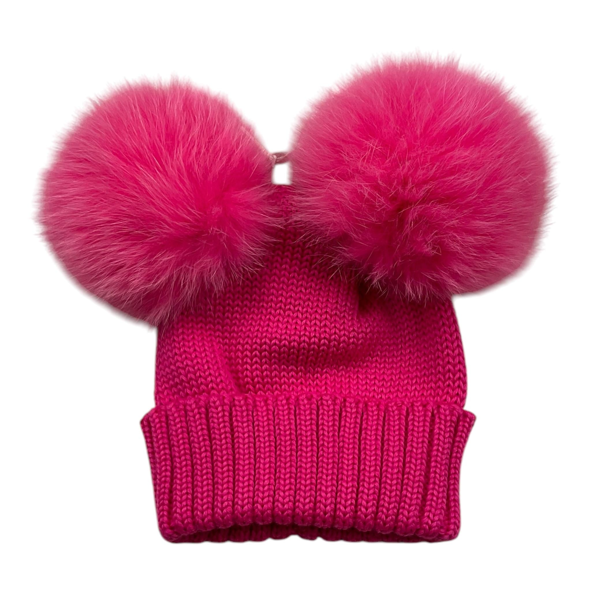 REGINA   cappello tinta unita con pon pon Fuxia per Bambina 30100 FUXIA REGINA 