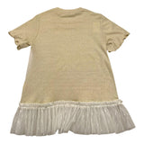 Caffe' D'Orzo T-Shirt Girocollo Tinta Unita Con Tulle Oro Per Bambina