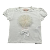 Please T-Shirt Girocollo Tinta Unita con Tulle per Neonata MB33030G73 BIANCO PLEASE 