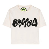 Barrow Kids T-Shirt Modello Crop Tinta Unita Panna Per Bambina