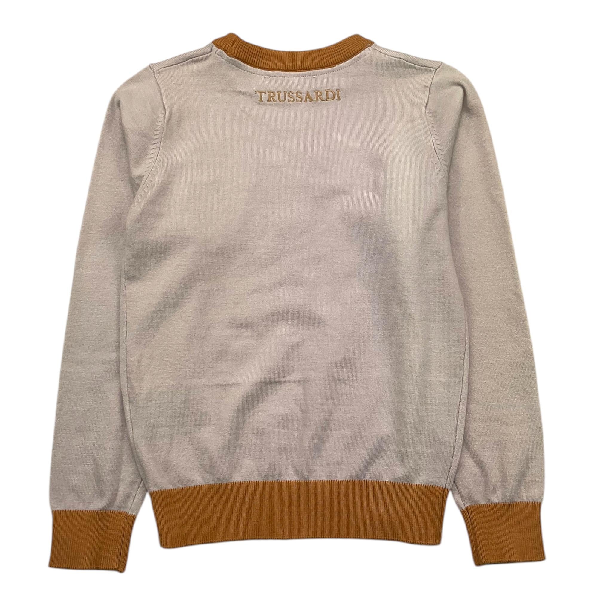 TRUSSARDI maglia girocollo tinta unita cn profili in contrasto Grigio per Bambina THA25121 GRIGIO TRUSSARDI 