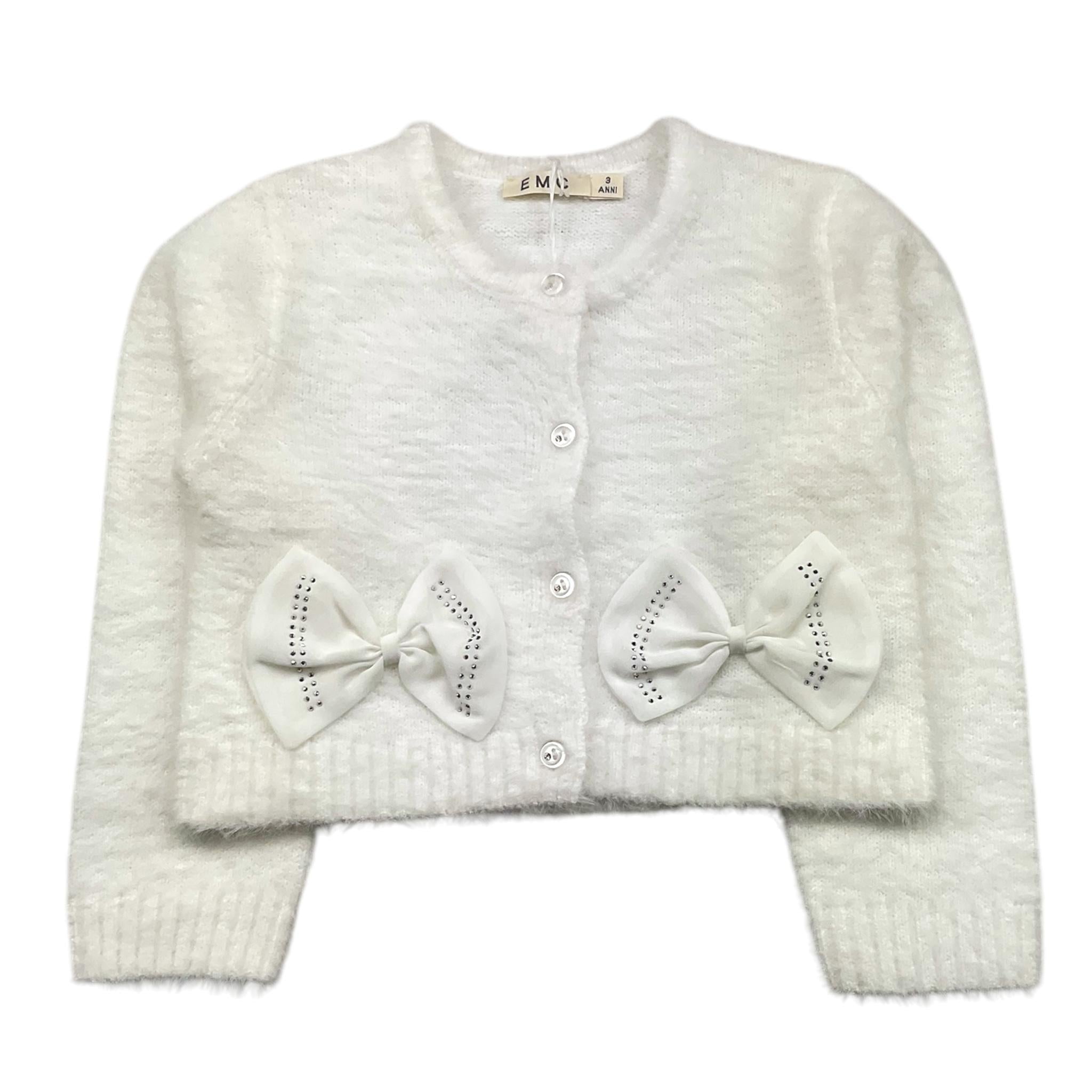 EMC cardigan tinta unita con fiocchi Panna per Bambina CE2044 PANNA EMC 