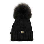 REGINA   cappello tinta unita con pon pon Nero per Bambina 305999 NERO REGINA 
