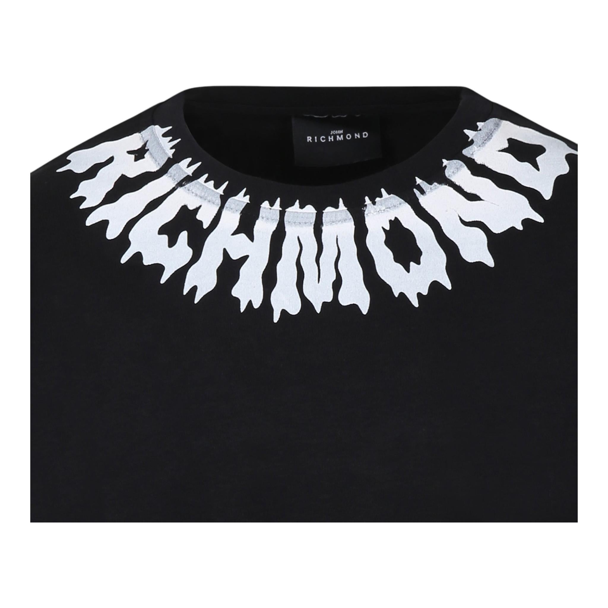JOHN RICHMOND shirt girocollo tinta unita con stampa Nero per Neonato RBA24074TSN NERO JOHN RICHMOND 