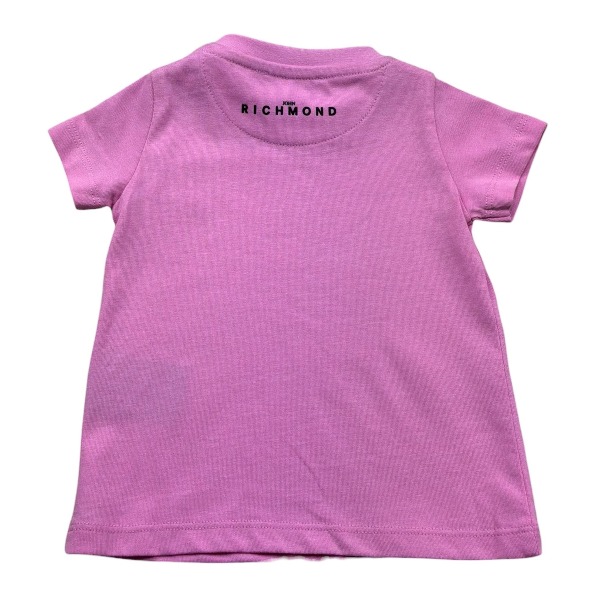John Richmond T-Shirt Girocollo Tinta Unita con Logo per Neonata RIP26057TS ROSA JOHN RICHMOND 